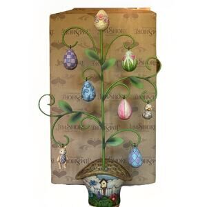 Jim Shore Heartwood Creek Easter Spring Tree w/ 8 Ornaments in Box Eggs Bunny